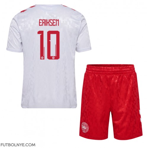 Camiseta Dinamarca Christian Eriksen #10 Visitante Equipación para niños Eurocopa 2024 manga corta (+ pantalones cortos)